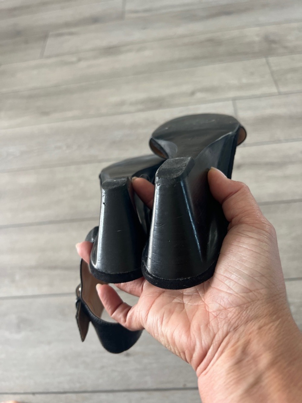 Nine West black Leather Ankle-Strap Wedge Sandals size 7 - Picture 8 of 10